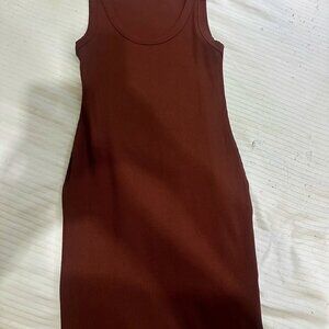 🍫 Snug “Body” Chocolate Ribbed Sleeveless Mini Dress – Forever 21 – Size Small